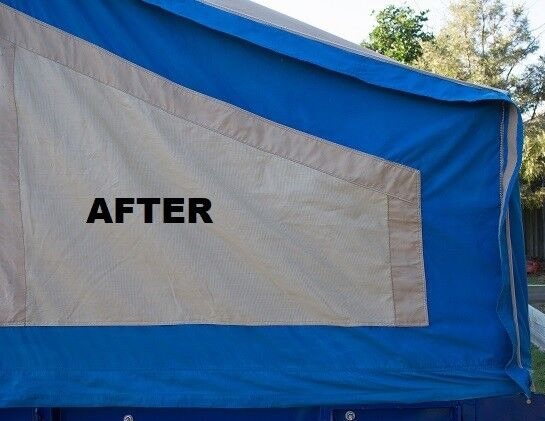 Leatherique Canvas Dye, Camper tent blue section completely restored.